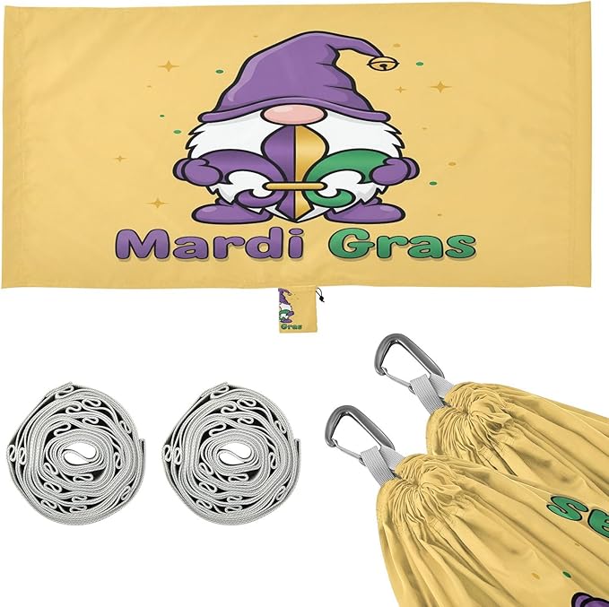 Hammocks for Outside Mardi Gras Gnome Camping Hammock Portable Hammocks with Tree Straps and Carry Bag Camping Accessories for Hiking Beach Outdoor