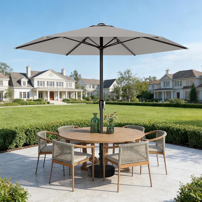 AreShark 9FT Patio Umbrella, Outdoor Umbrellas with 6 Sturdy Ribs