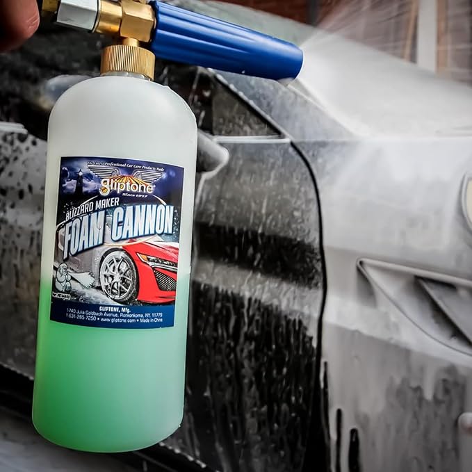 Gliptone Blizzard Maker Foam Cannon, Professional Quality Foam Sprayer for Pressure Washers, Adjustable Spray Pattern & Dilution, 32oz Bottle, Max 2000 PSI for Thick Clinging Foam