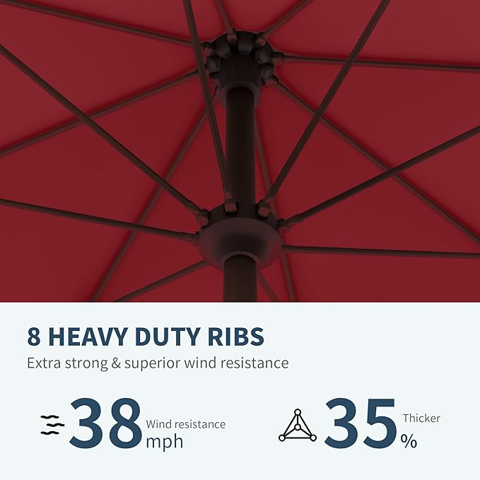 PatioKingdom 11FT Patio Umbrella,Outdoor Umbrella with Push Button Tilt and Crank,Market Table Umbrella with 8 Sturdy Fiberglass Ribs UV Protection