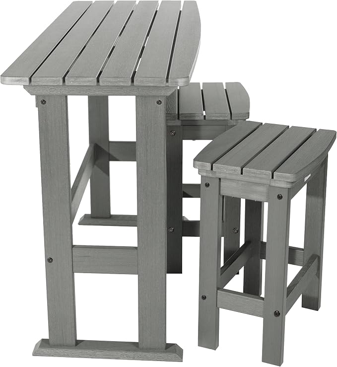 Highwood Lehigh 3pc Counter Height Balcony Dining Set, Coastal Teak
