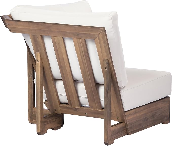Christopher Knight Home 2 Piece Outdoor Patio Furniture Set Acacia Wood Sofa with Thick Cushions and Slatted Coffee Table, Modular Floor Seating Conversation Set, Natural Wood Finish