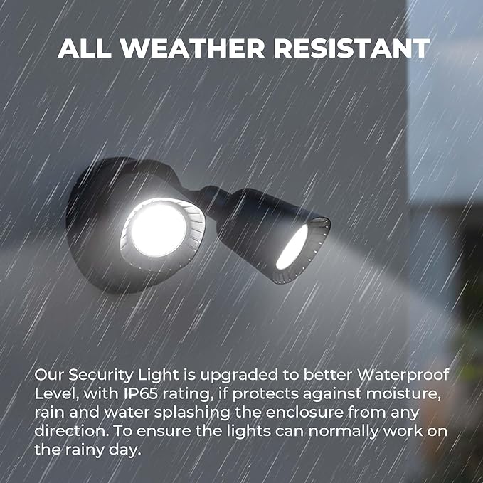2 Pack LED Flood Lights Outdoor, 16W 1900LM 5000K Daylight, IP65 Waterproof Security Lights with 2 Adjustable Heads, Exterior Wall Light for Patio, Garage, Yard-Black