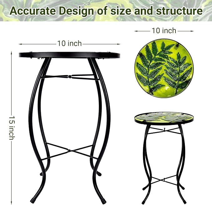 Subtropical Leaf Patio Table,Outdoor Side Table,Outdoor Bar Table | WEIBEFEE; 10 Inch; for Porch Garden Yard Pool Living Room; Fade-resistant; Great gift choice; Decoration Gifts