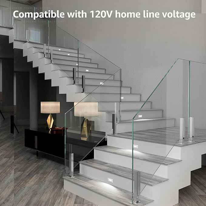 LEONLITE White 5CCT 120V LED Step Lights, 3.5W 150LM 5%-100% Dimmable Horizontal Stair Lights Indoor Outdoor Wet Location, CRI90+ & ETL, 2700K/3000K/3500K/4000K/5000K, Aluminum, Pack of 6