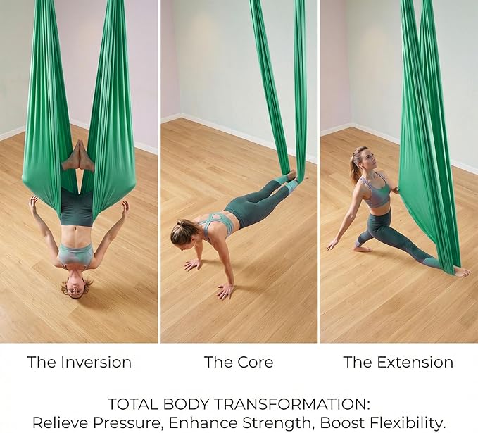 Aerial Hammock Set, Soft Elastic Polyester Swing for Fitness, Stretching and Meditation, 157.5x110.2in for Home or Studio Use