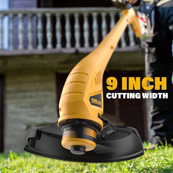 ZEGJAW Weed Wacker Corded, 9 Inch Electric Weed Wacker with 2 Pcs Replace Spool Trimmer Lines, String Trimmer for Lawn Care