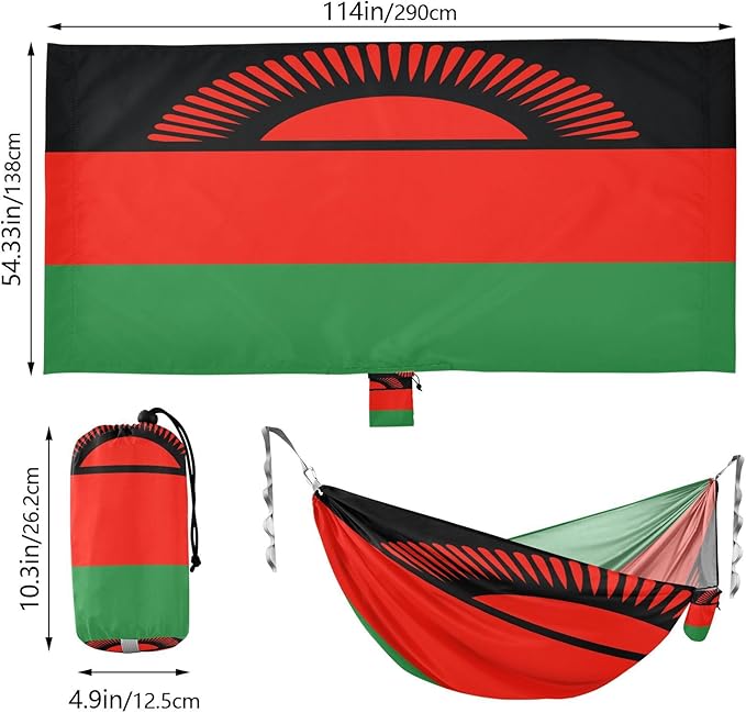 National Flag of Malawi Hammocks with Portabl Carry Bag Backyard Hammock for Indoor Outdoor Patio