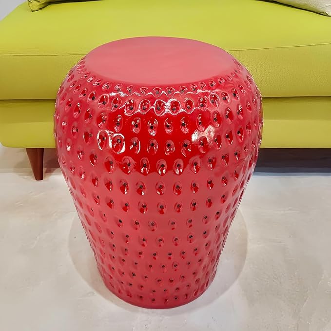 Strawberry Shaped Stool, Red Resin Side Table