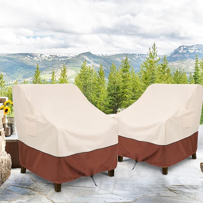 COSFLY Patio Furniture Covers 2 Pack, 600D Waterproof Outdoor Chair Covers for Deep Chairs, All-Weather UV Resistant Protection with Adjustable Straps & Air Vents, Fits up to 36" W x 37" D x 36" H