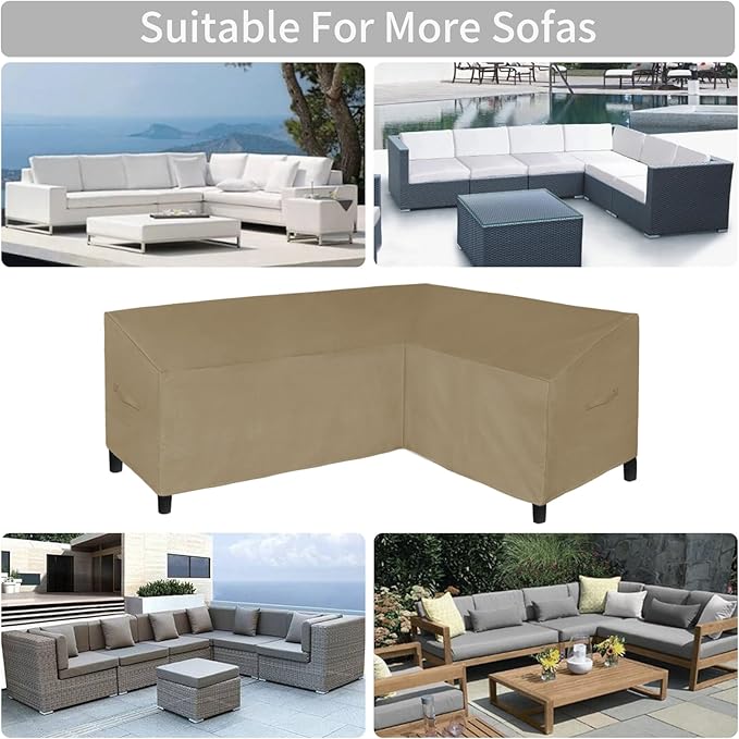 Easy-Going Patio L-Shaped Sectional Sofa Cover, 85"X58" Waterproof Heavy Duty Outdoor Garden Furniture Cover with Air Vent (Right Facing, Camel)