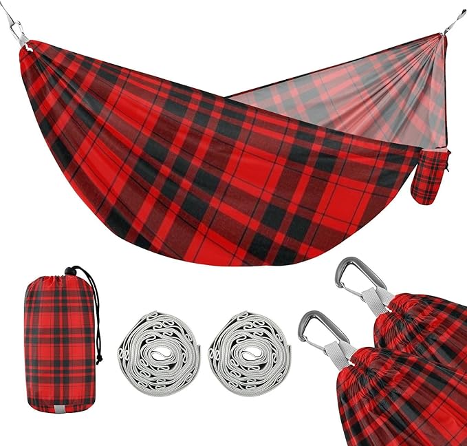 Vintage Buffalo Plaid Checked Red 330lb Capacity Hammocks with Hanging Ropree Hammock for Indoor Outdoor Patio hamaca con soporte para adultos