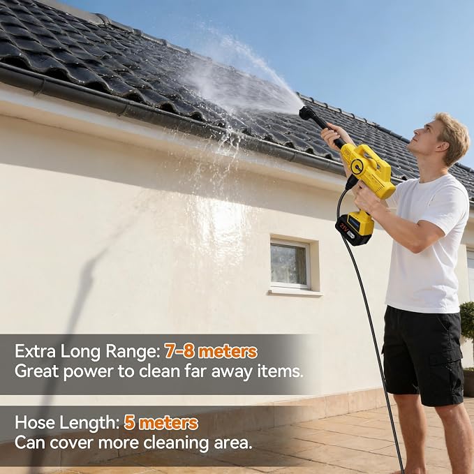 Portable Car Washer Accessories，6-in-1 Nozzle,10 Level,Handheld Car Washer, 16FT Hose, Power Cleaner for Car, Patio,Floor,Garden