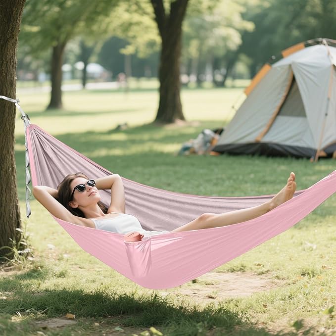 Pink Solid Color Pure Plain 330lb Capacity Hammocks with Portabl Carry Bag Indoor Hammock for Indoor Outdoor Patio sillas para acampar