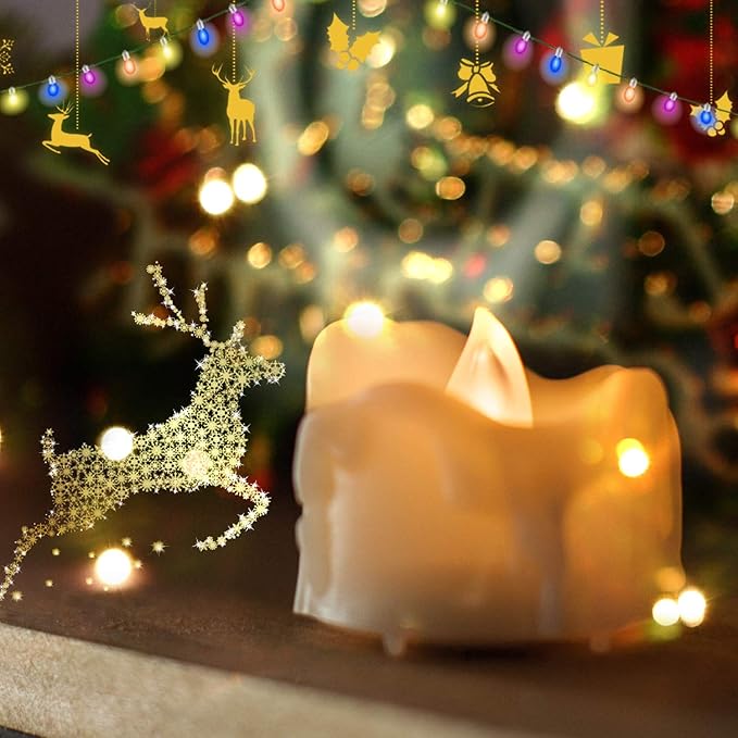 CANDLE CHOICE Battery Operated Flameless Tea Lights Remote Timer Realistic Flickering Fake Electric LED Tealight Votive Candles Set Wedding Halloween Christmas Decorations Batteries Included 6 Pack
