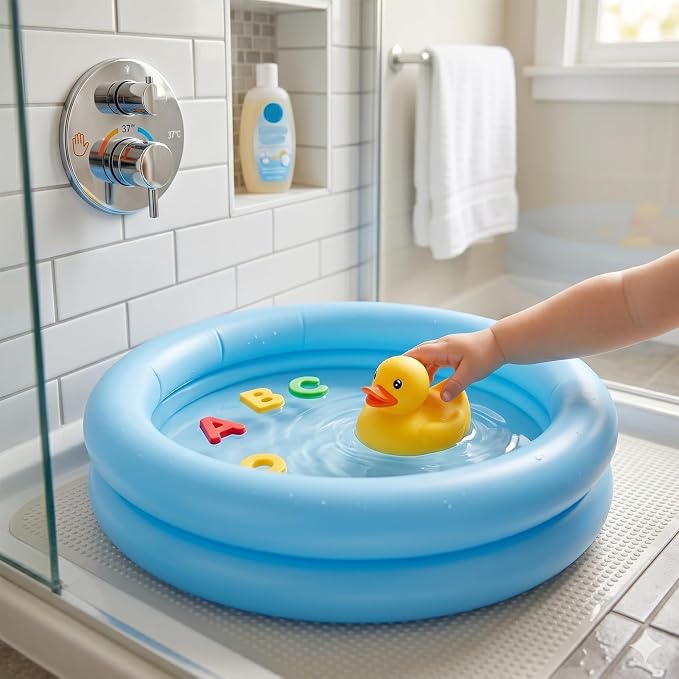 Inflatable Paddling Pool, 23.6 * 19.6 inch Inflatable Swimming Pool, Family Pools, 2 Ring Inflatable- Paddling Pool Water Toys for Indoor Outdoor Pool(Blue)(Blue)