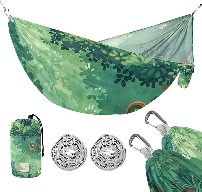 Green Tree Flower Watercolor Envelope 330lb Capacity Hammocks with Hanging Rope Tree Hammock for Patio Backyard Lounge Base capas para la Lluvia