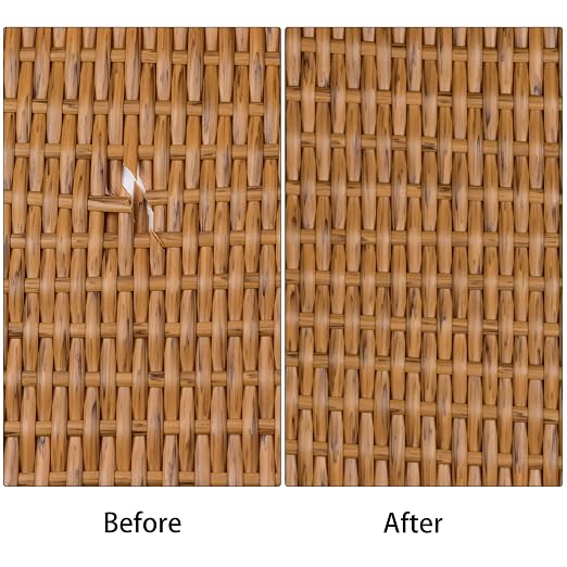 Feyart 7mm 80m/262ft Light Wood Grain PE Rattan Strip for Outdoor Rattan Furniture Repair, Plastic Wicker for Patio Furniture Restore
