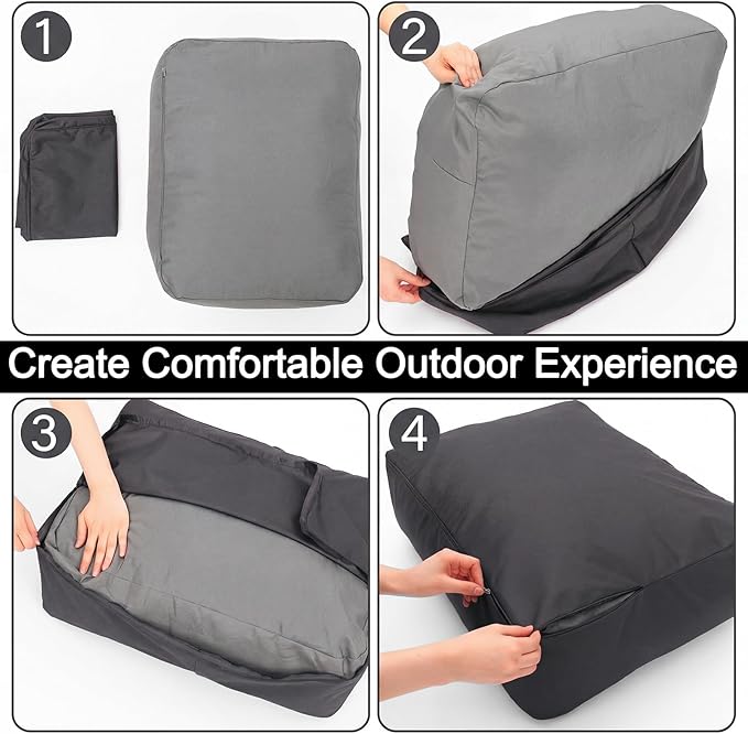 Wenqik 3 Pcs Waterproof Cushion Covers(Not Includes Cushion) 48'' x 24'' Outdoor Patio Furniture Seat Covers Fade Resistant Replacement Slipcover with Zipper for Outside Couch Swing Sofa(Dark Gray)