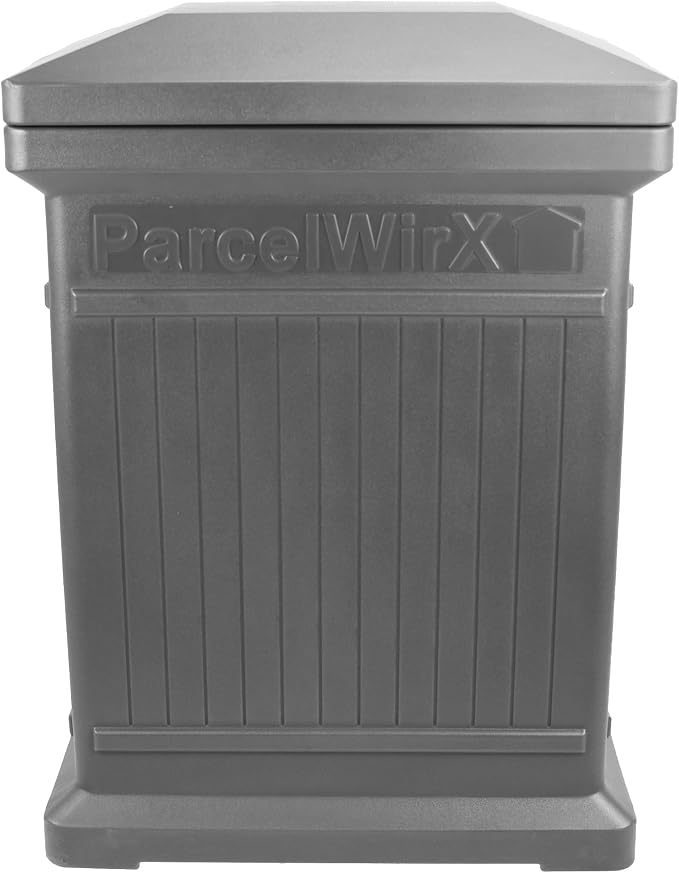 RTS Home Accents ParcelWirx Premium Vertical Storage Cabinet/Package Delivery Box with Lift Off Lid, Graphite
