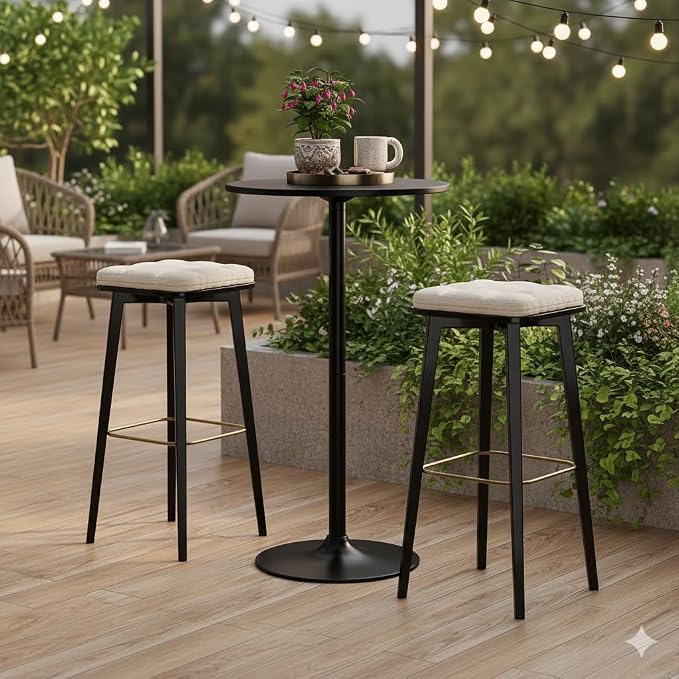 ERGOMASTER Two-in-one Adjustable Height Bar Tables, 24-inch Round Cocktail Table with Sturdy Metal Base, 40"/22" Two Convertible Height High Top Pub Table for Home Bar, Restaurant Bistro (6, Black)