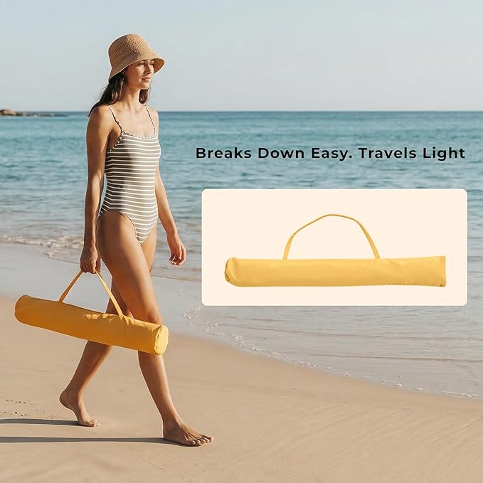 6FT Patio Beach Umbrella for Outdoor, UPF 50+ Sun Shade for Patio, Backyard, Garden, Pool and Beach, Tilt Adjustable, Portable, Harbour Mimosa