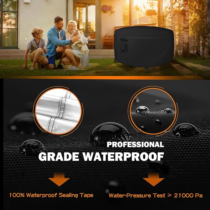 Round Patio Table Cover, Outdoor Table Covers Waterproof, UV Resistant Outdoor Lawn Patio Furniture Covers, 21" DIA x 23" H