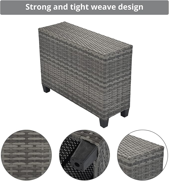 8-Piece Half-Moon Curved Outdoor Sofa Set, Outdoor All-Weather Wicker Patio Conversation Set with Coffee Table Curved Garden Patio Furniture Set with Movable Cushion and Pillows for Pool Backyard,Grey