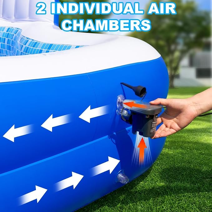 Extra Large Inflatable Swimming Pool with Seats Pump, 10.1TF X 7.5FT Blow-Up Pool Thickened Heavy Duty Family Full Sized Pool for Adults, Inflatable Pools for Garden, Backyard Summer Water Party