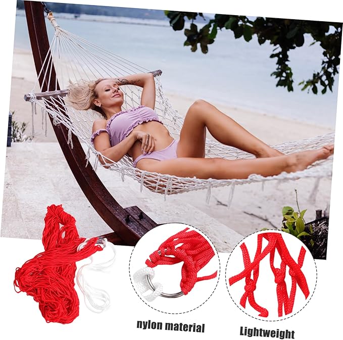 Sosoport Nylon Rope Hammock Chair Camping Mesh Portable Hammock Bed Camping Essentials Camping Gear