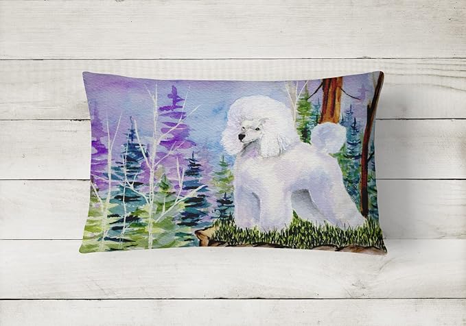Caroline's Treasures SS8639PW1216 Poodle Canvas Fabric Decorative Pillow Machine Washable, Indoor Outdoor Decorative Pillow for Couch, Bed or Patio, 12HX16W