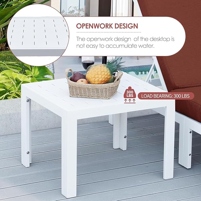 NICESOUL 12 Pcs Large Modern Aluminum Patio Furniture Set, L Shaped All Weather Modular Sectional Sofa with Coffee Table, 500 lbs Heavy Duty Comfortable Outdoor Couch for Poolside Backyard, Burgundy