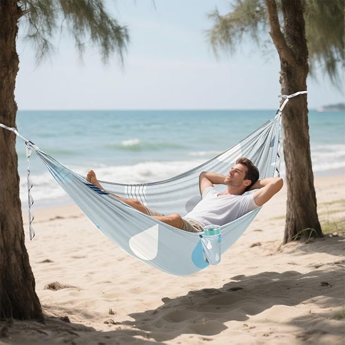 Raindrops Outdoor Hammock with Tree Straps for Outside Beach Patio Garden