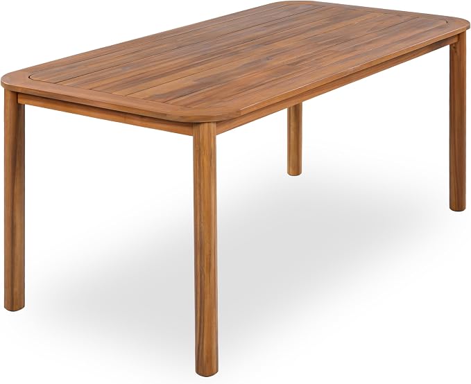 Christopher Knight Home Migas Patio Acacia Wood Dining Table, Indoor and Outdoor Dining Room Table for 6-8 Persons, Rectangular Dining Table for Backyard/Garden, Teak