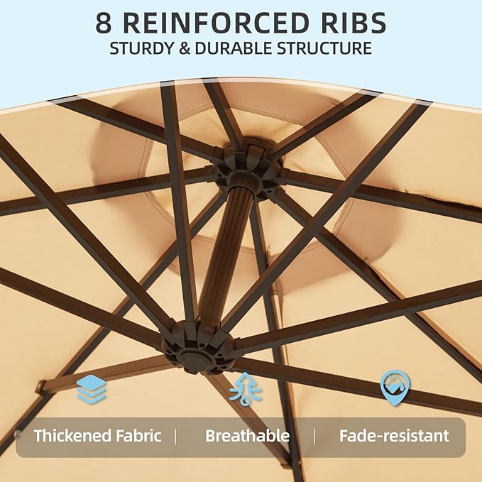 10FT Patio Umbrella with Base Included, Outdoor Offset Cantilever Umbrella, Infinite Tilt, UV Protection for Backyard, Lawn, Garden & Pool