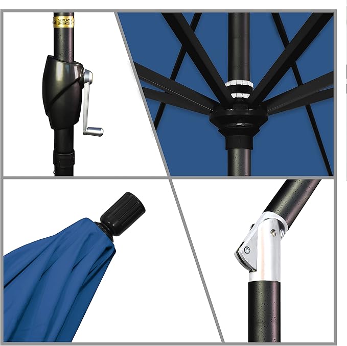 California Umbrella 7.5' Round Aluminum Market Umbrella, Crank Lift