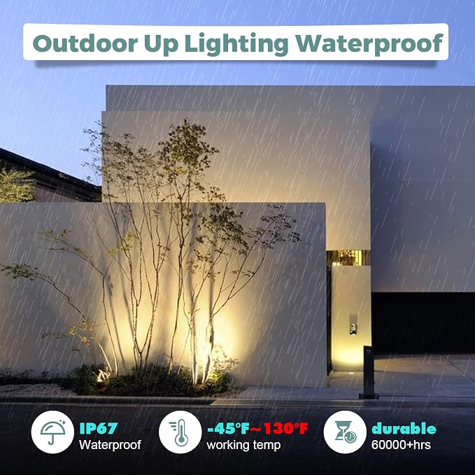 Low Voltage Landscape LED Well Lights, 12V in Ground Lights Outdoor IP67 Waterproof, 5" Tall Wired Landscape Up Lighting, Included Replaceable 5W 2700K MR16 Bulb Dimmable, 6 Pack