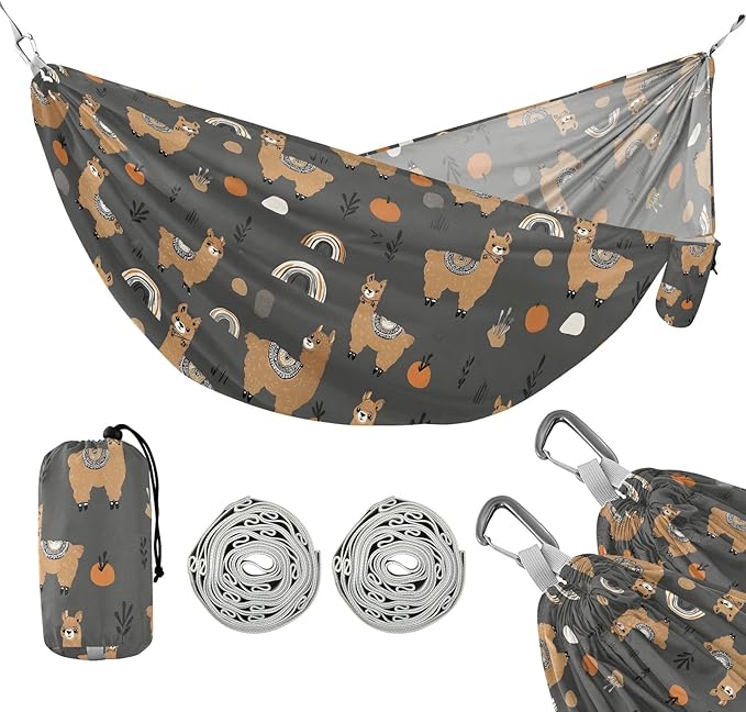 Camping Hammock Outdoor Hammocks for Outside Cactus Brown Beach Trees Portable Lightweight with Pockets Tree Straps Indoor
