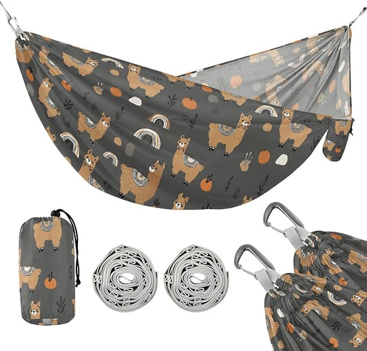 Camping Hammock Outdoor Hammocks for Outside Cactus Brown Beach Trees Portable Lightweight with Pockets Tree Straps Indoor