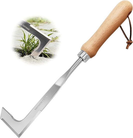 Crack Weeder, Stainless Steel Crevice Weeding Tool, L-Shaped Side-Walk Weed Puller Spatula, Efficient Manual Weeder for Sidewalk, Paver, Narrow and Wall Gaps