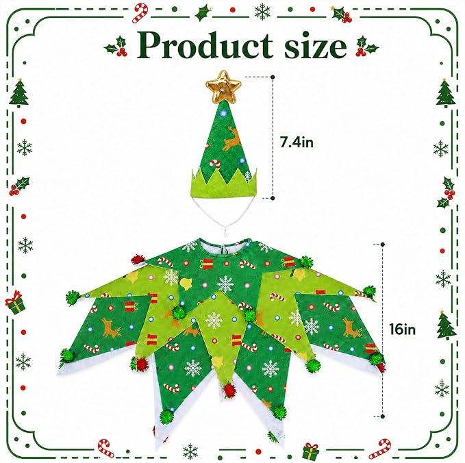 2 Pcs/Set Christmas Tree Porch Goose Outfits, Xmas Geese Clothing Costume Included Hat and Clothes, Green Christmas Goose Statue Costume Accessories for 23" High Porch Statue Holiday Patio Yard Decor
