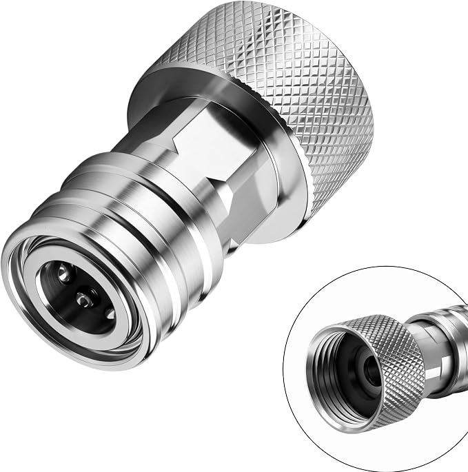 High Pressure Washer Adapter 3/4" GHT Female to 1/4" Quick Connect, Stainless Steel Pressure Washer Quick Release Fitting for Garden Hose, Power Washer Nozzles & Accessories (Connector only)