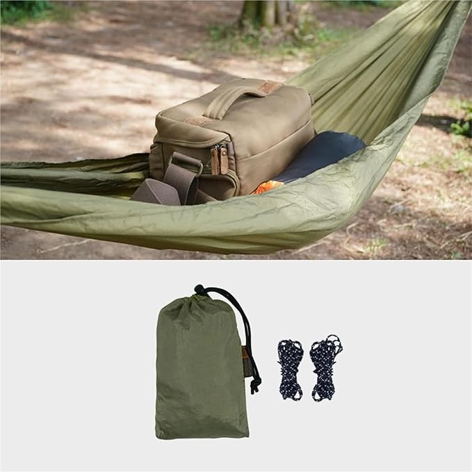Camping Hammock， Portable Camping Travel Gear Hammock 30kg Load Capacity(Dark Green)