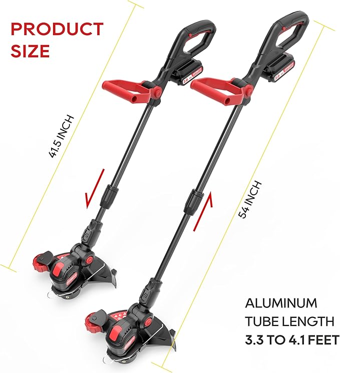 Ecomax 12" Cordless String Trimmer & Edger, 18V Electric Weed Wacker with 2Ah Battery and Charger, Lightweight Weed Eater, Edger Lawn Tool with 90 Degree Adjustable Head for Yard and Garden, ELG03
