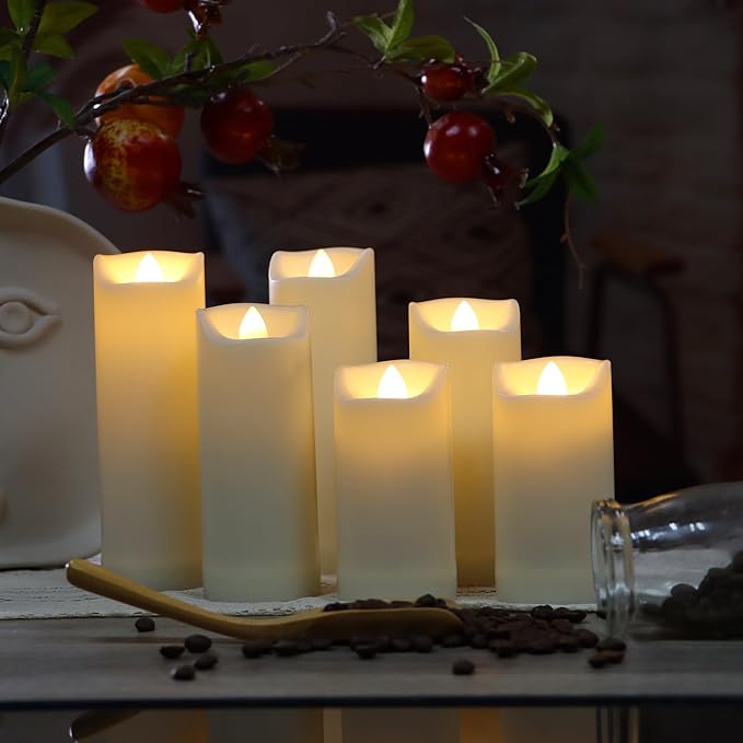 QIDEA 2”X4” Outdoor Flameless LED Candles with Remote Timer, Battery Operated Flickering Waterproof Pillar Candle Lights for Halloween Christmas Garden Wedding Decorations 2 Pack