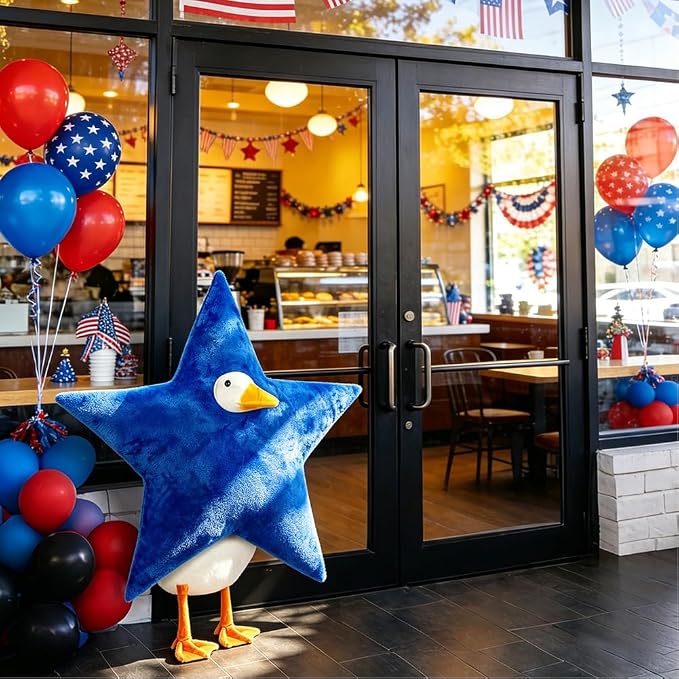 4th of July Patriotic Porch Goose Outfits for 23" Lawn Statue Independence Day Star Goose Costume for Garden Patio USA 250th Anniversary Decoration (Blue Star)