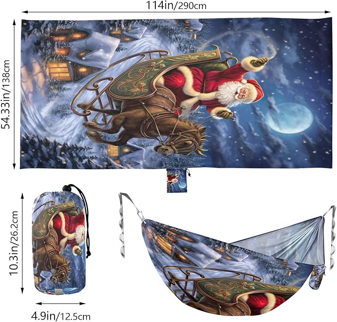 FRMG Christmas Santa Claus Hammock 500 lbs Capacity Portable Hammocks with Tree Straps & Attached Carry Bag, Camping Essentials Gear 2011941a