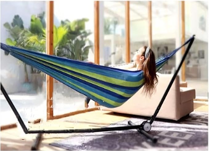 KNC Garden Fabric Camping Hammock with Tree Straps for Hanging Durable Hammock Up to 550lbs,2 Person , Portable Hammock with Travel Bag,Perfect for Camping OutdoorIndoor Patio Backyard, Blue