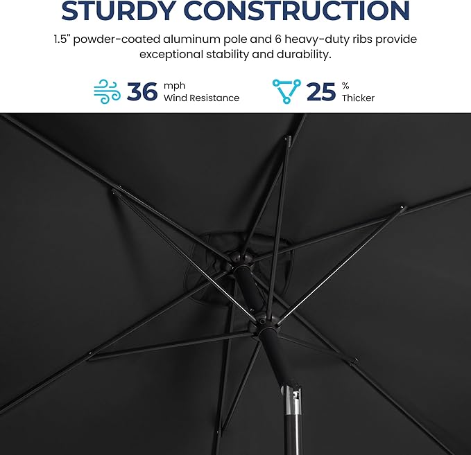 SUNVIVI OUTDOOR Patio Umbrella, Rectangular Patio Umbrella, Metal Pole Square Outdoor Umbrella with Crank and Push Button Tilt, Large Outdoor Umbrella with Polyester Canopy