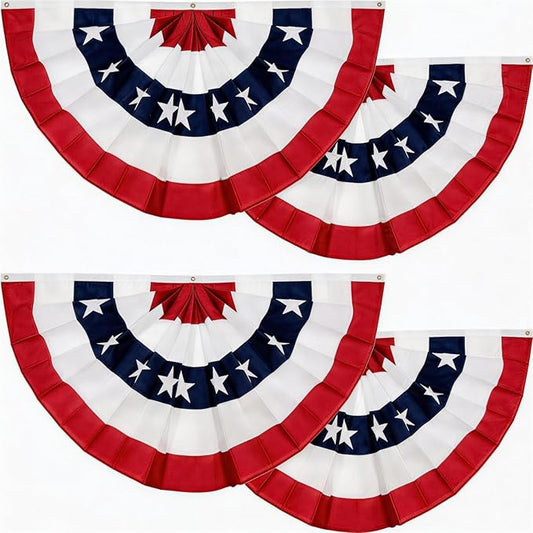 TOPFLAGS 4 Packs Bunting Flags Outdoor 3x6 Ft Heavy Duty Outdoor Patriotic Bunting US 4th of July and Memorial Day Decorations 250th Anniversary American Flag Bunting